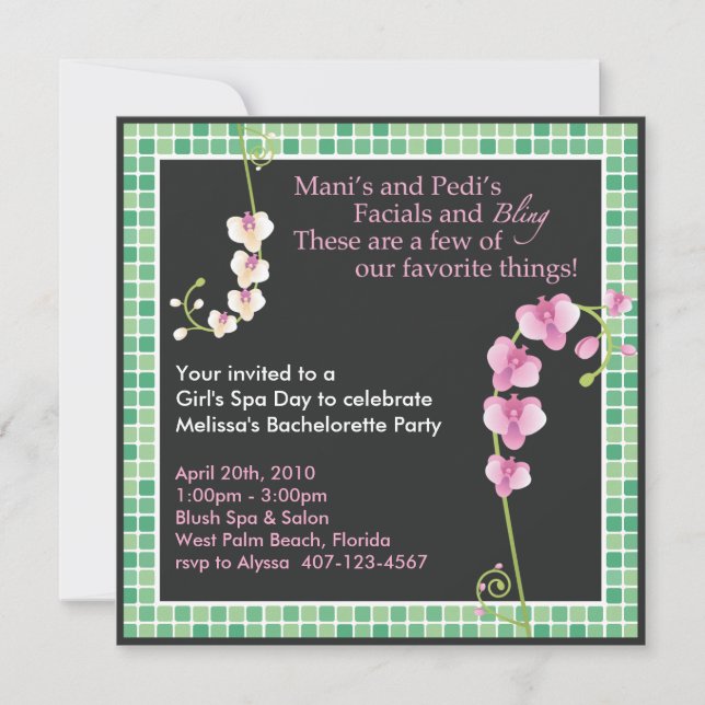 Der Wellness-Center-Tag des Mädchens! Einladung (Vorderseite)