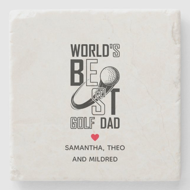 Der weltbeste Golf Vater - Funny & Thoughtful Gift Steinuntersetzer (Vorderseite)