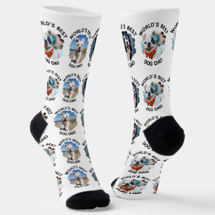 Der weltbeste Hund-Vater - Custom 3 Dog Fotos weiß Socken