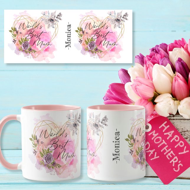 Der weltbeste MUM-Herz-Blume-individuelle Name Tasse (World's best MUM heart flower custom name Mug)