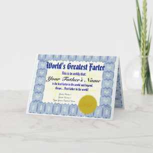 Der weltgrößte Vater für Farter-Zeugnisse prangert Karte