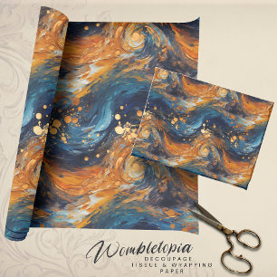 Der Weltraum wurde Abstrakt als blau und goldgelb Geschenkpapier