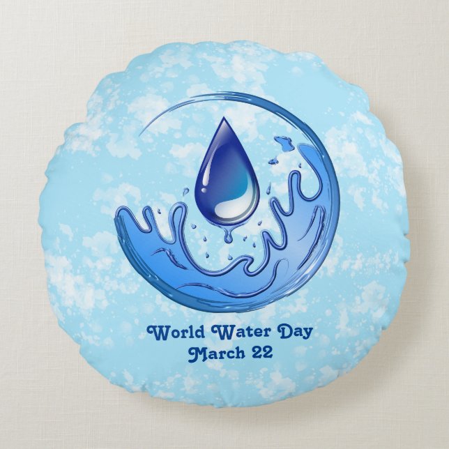 Der Weltwassertag Rette Wasser Rett Erde Rundes Kissen (Vorderseite)