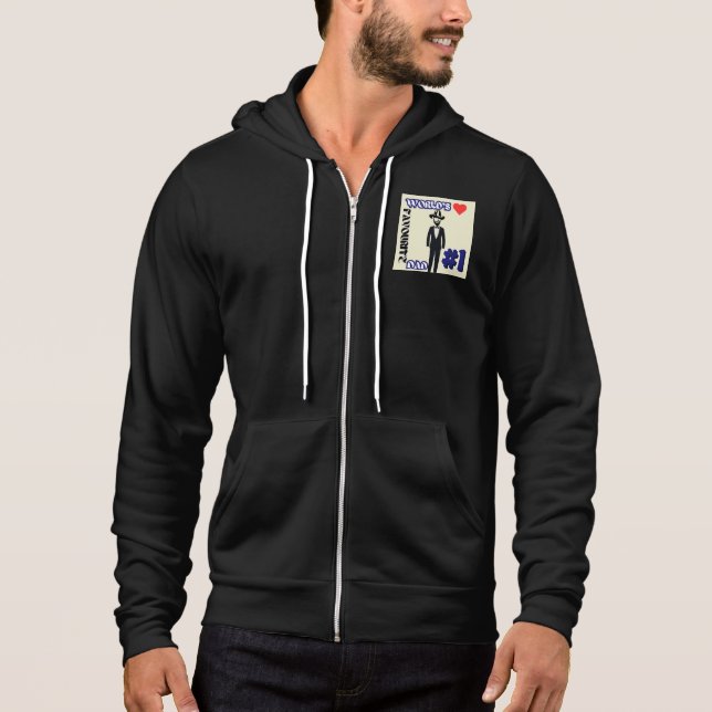 Der weltweit beliebteste Vater #1 Black Zip-Up Hoo Hoodie (Vorderseite)