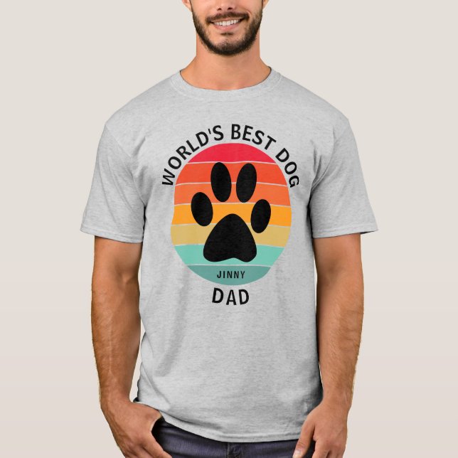 Der weltweit beste Dog-Vater-Druck Retro-Sonnenunt T-Shirt (Vorderseite)