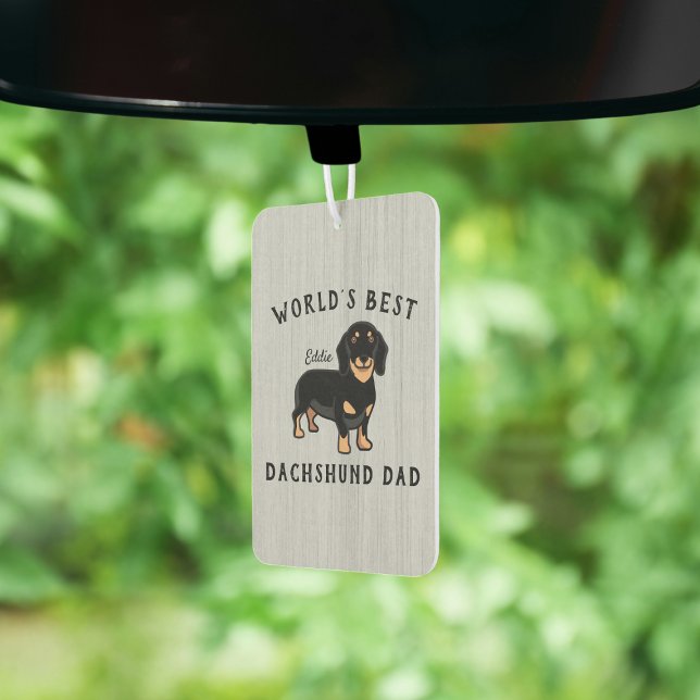 Der weltweit beste Vater für Dackel, benutzerdefin Autolufterfrischer (World's Best Dachshund Dad Custom Dog Name Rustic Air Freshener)