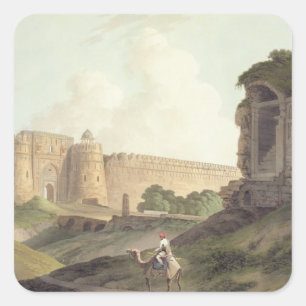 Der Western Eingang von Shere Shah's Fort, Delhi, Quadratischer Aufkleber