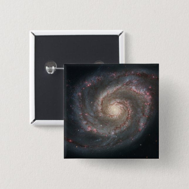 Der Whirlpool Galaxy M51 & Companion im Weltraum Button (Vorne & Hinten)