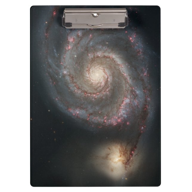 Der Whirlpool Galaxy M51 & Companion im Weltraum Klemmbrett (Vorderseite)