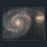 Der Whirlpool Galaxy M51 & Companion im Weltraum Puzzle<br><div class="desc">Dieses bewundernswerte Raumbild erfasst einen majestätischen Tanz zwischen Galaxien. Die Whirlpool Galaxy (M51), eine große Spiralgalaxie, dominiert die Szene mit ihren wirbelnden Armen. Die Arme des M51, genannt Whirlpool für seine atemberaubende Struktur, werden durch die Gravitationskraft seiner kleineren Begleitgalaxie, NGC 5195, geformt. — Das Bild ist ein lebendiger Wandteppich unseres...</div>
