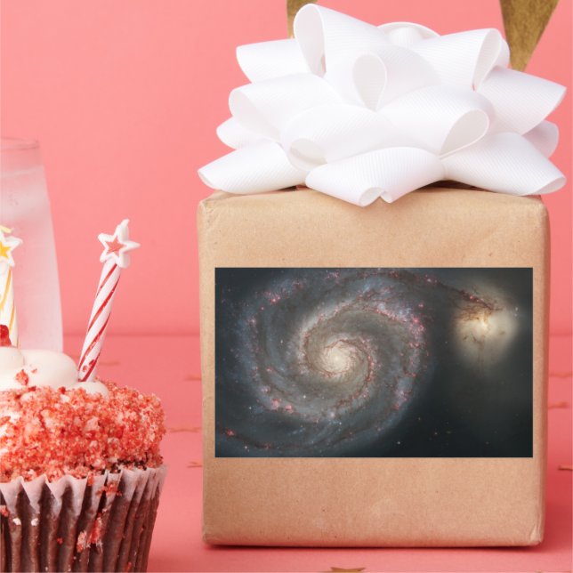 Der Whirlpool Galaxy M51 & Companion im Weltraum Rechteckiger Aufkleber (Party)