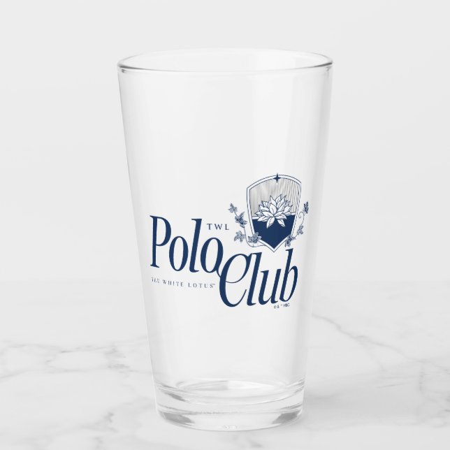 Der White Lotus Polo Club Glas (Vorderseite)