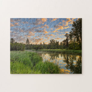 Der Whitefish River mit schönen Sonnenaufgangswolk Puzzle