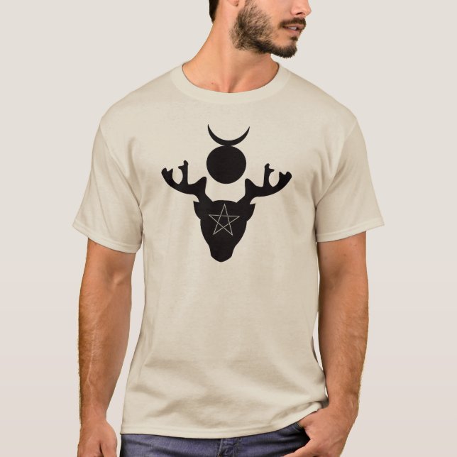 Der Wiccan gehörnte Gott Cernunnos, schwarze T-Shirt (Vorderseite)