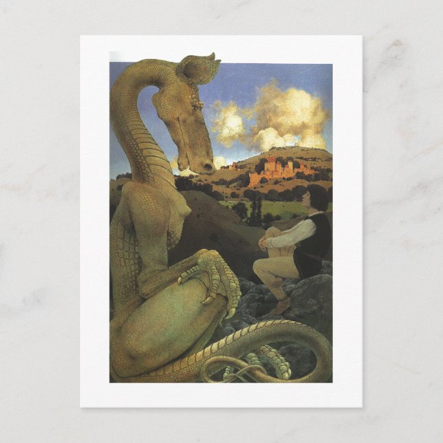Der widerstrebende Drache, Maxfield Parrish Fine Postkarte (Vorderseite)