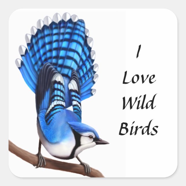 Der WildBlue-Jay-Vogelsticker Quadratischer Aufkleber (Vorderseite)