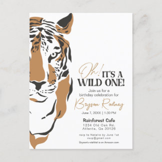 Der wilde Dschungeltiger lädt zum ersten Geburtsta Postkarte