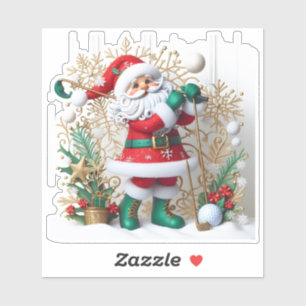 Der Winter-Golfschwung des Weihnachtsmanns Aufkleber