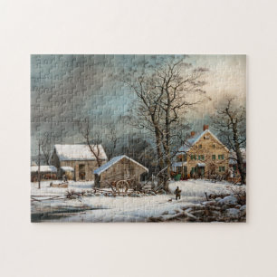 Der Winter im Land, ein kalter Morgen Puzzle