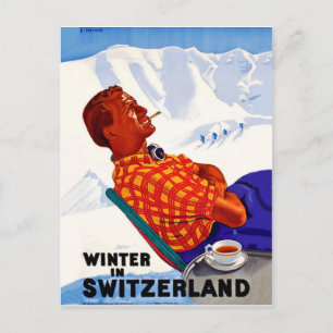 Der Winter in der Schweiz genießt die Sonne Postkarte