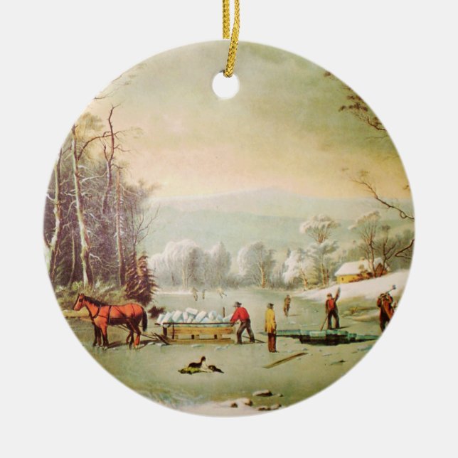 Der Winter in der Weihnachtszeit des Landes Keramikornament (Vorne)