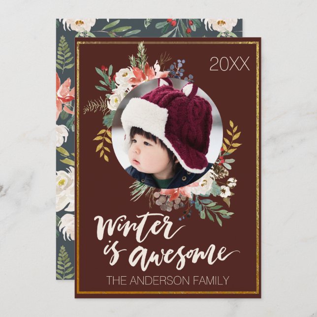 Der Winter ist die Phantastische Blumenkarte für d Einladung (Vorne/Hinten)