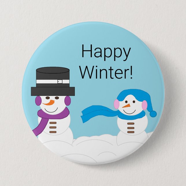 Der Winter ist schneereich:  Hellblau Button (Vorderseite)