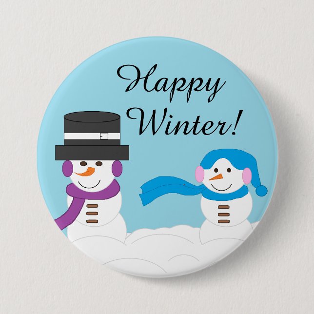 Der Winter ist ziemlich schneereich: Hellblau Button (Vorderseite)