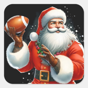 Der Winterfußballspass des Weihnachtsmanns Quadratischer Aufkleber