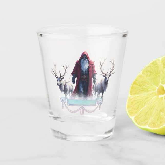 Der Winterkönig kommt.  Schnapsglas (Vorderseite)