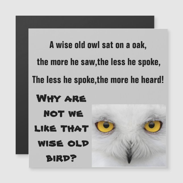 DER WISE OLD OWL-Magnet Magnetkarte (Vorne/Hinten)