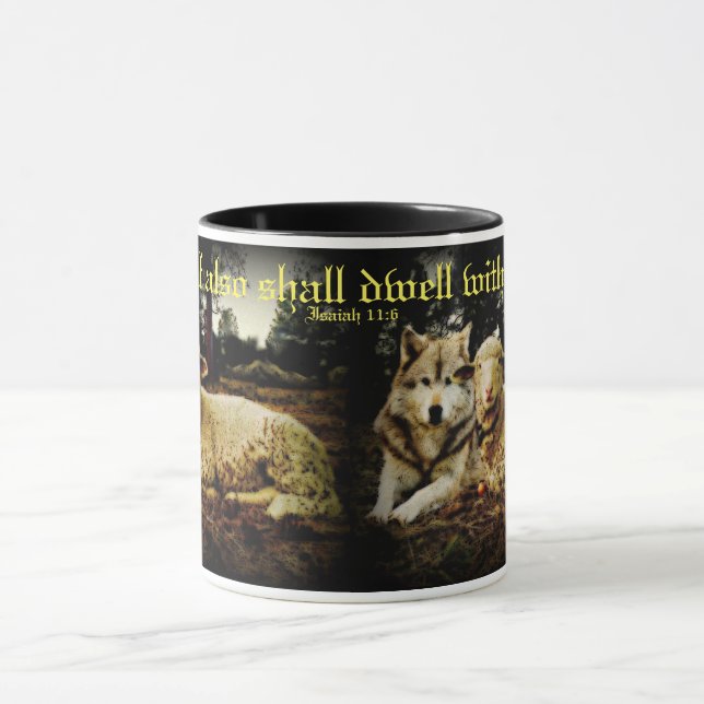 "Der Wolf bleibt mit dem niederlegenden Lamm" Tasse (Zentrum)