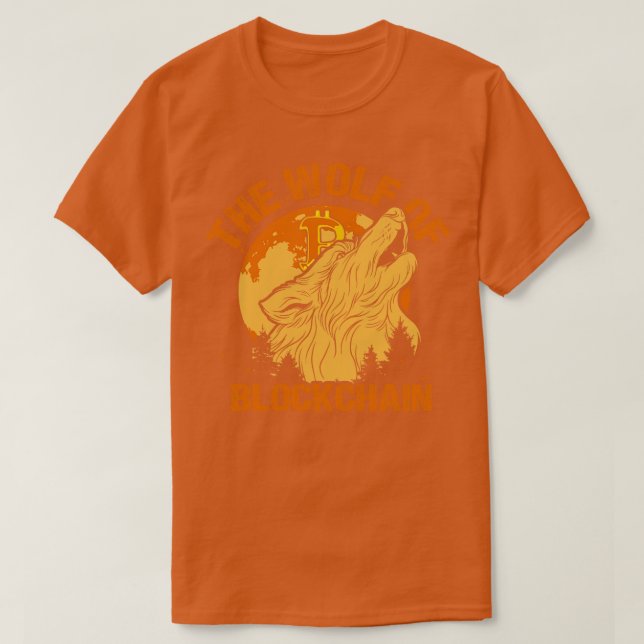 Der Wolf der Blockchain Funny Bitcoin Wall Street  T-Shirt (Design vorne)