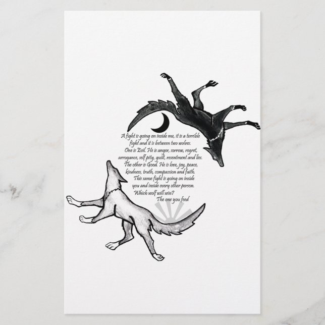 Der Wolf, der Füttre Briefpapier (Vorderseite)