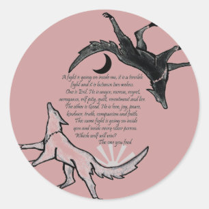 Der Wolf, der Füttre Runder Aufkleber