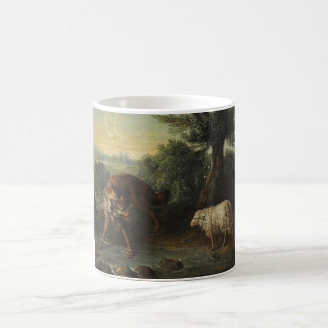Der Wolf und das Lamm (von Jean-Baptiste Oudry) Kaffeetasse (Mittel)
