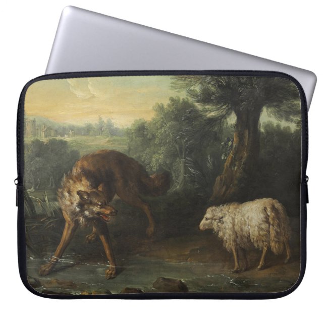 Der Wolf und das Lamm (von Jean-Baptiste Oudry) Laptopschutzhülle (Vorderseite)
