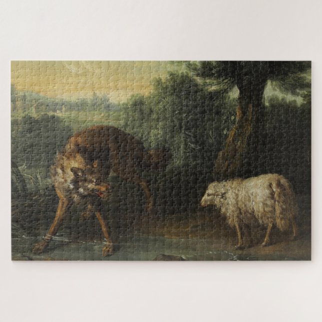 Der Wolf und das Lamm (von Jean-Baptiste Oudry) Puzzle (Horizontal)