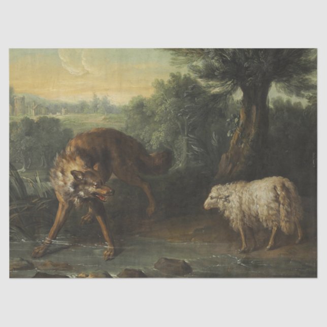 Der Wolf und das Lamm (von Jean-Baptiste Oudry) Seidenpapier (Vorderseite)