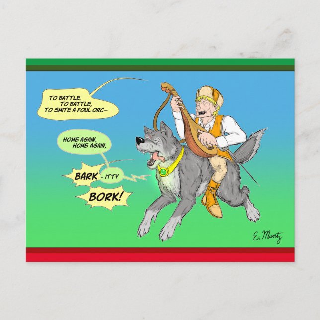 Der Wolf und der Barde Feiertagspostkarte (Vorderseite)