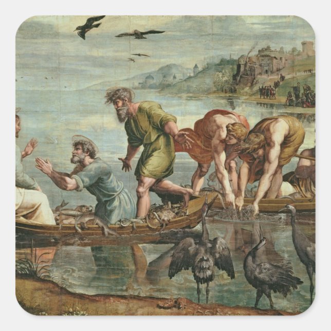 Der wunderbare Entwurf der Fische (Cartoon für die Quadratischer Aufkleber (Vorderseite)