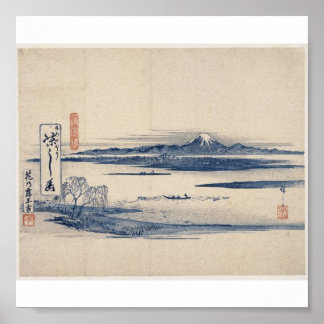 Der wunderschöne Fuji in Japan um das 18. Jahrhund Poster