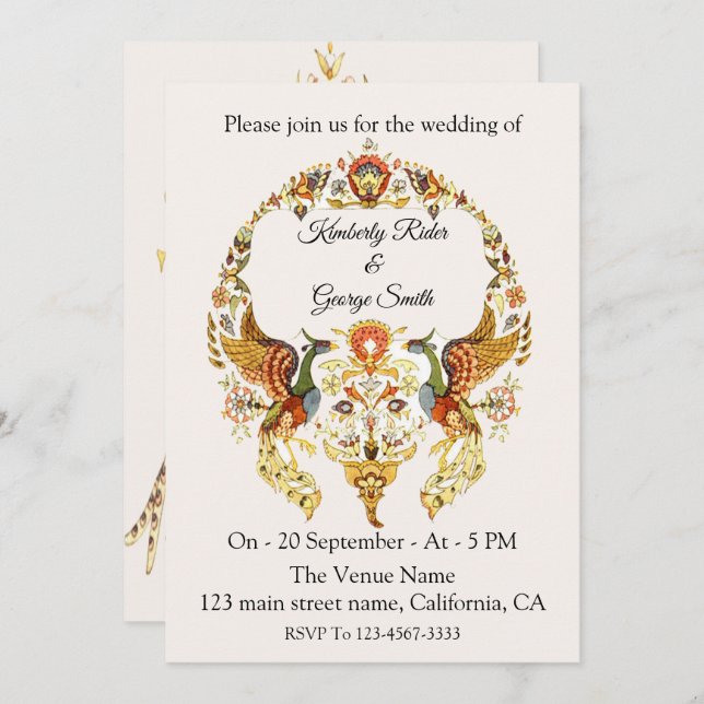 Der wunderschöne Kranz der Vogelhochzeit Einladung (Vorne/Hinten)