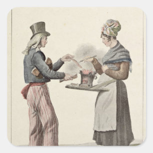 Der Wurst-Verkäufer Quadratischer Aufkleber