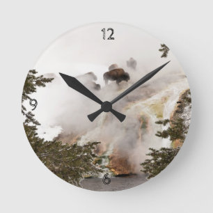 Der Yellowstone Nationalpark ist Phantastisch! Runde Wanduhr