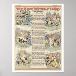 Der Zahnarzt, 1919 ganzseitige Zeitungs-Cartoon Poster