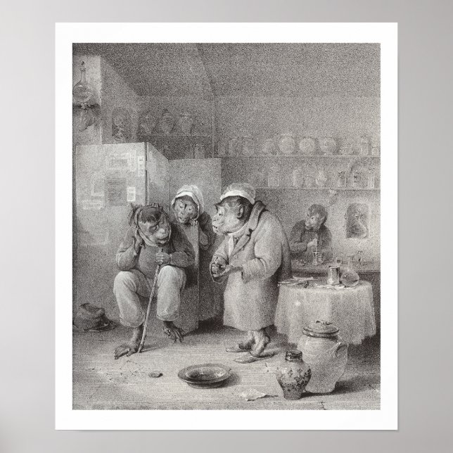 Der Zahnschmerz - Affen - Zahnarztdekor! Poster (Vorne)