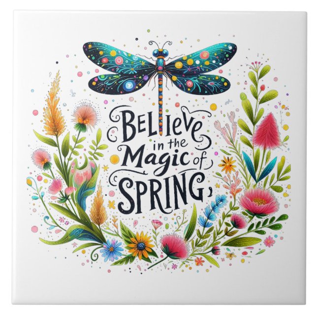 Der Zauber der Blumen des Frühlings Fliese (Vorderseite)