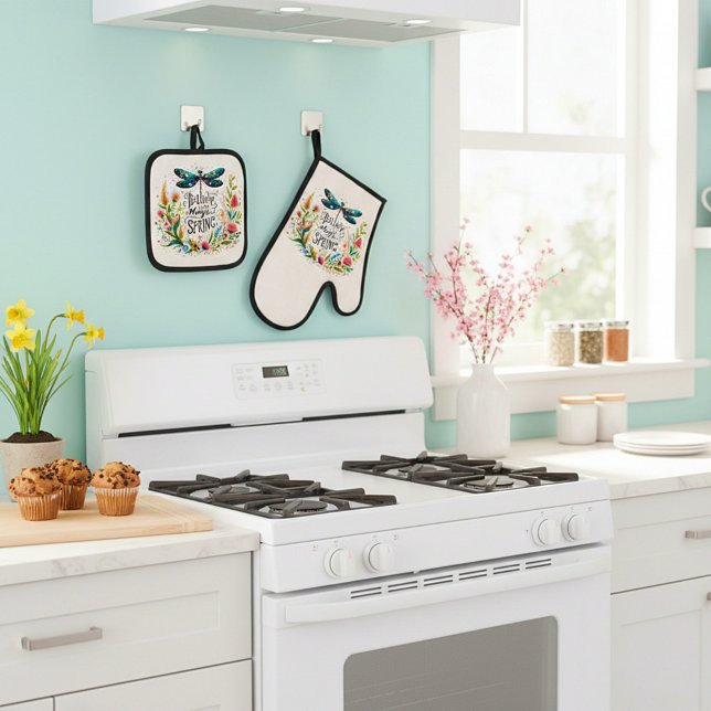 Der Zauber der Blumen des Frühlings Ofenhandschuh & Topflappen-Set (Von Creator hochgeladen)