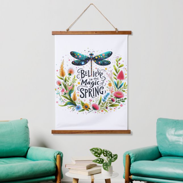 Der Zauber der Blumen des Frühlings Wandteppich Mit Holzrahmen (Wohnzimmer)